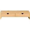 SoBuy FRG198-N supporto per schermo monitor schermo booster per monitor supporto superiore in bambù con 2 cassetti