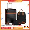 KONO Set di custodie rigide KONO: robusta custodia in ABS + PC con 4 rotoli di lucchetto TSA, inclusa. Zaino da viaggio e borsa da toilette in 3 pezzi - Black