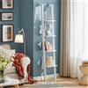 SoBuy FRG15-W Mensola da parete con quattro ripiani, scaffale a scala autoportante, libreria, scaffale da bagno, bianco, larghezza: 33 cm