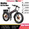Wallke X3ProMax 2800W Doppio Motore 48V 44Ah Doppia Batteria Bicicletta Elettrica Sospensione Completa Bici Elettrica 26*4.0 "Pneumatico Pieghevole Ebike - Black