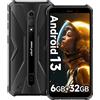 ulefone/欧乐风 Ulefone Armor X12, Android 13, Fino a 6 GB (3 GB+3 GB) RAM, 32 GB ROM, 4860 mAh, 13 MP 5,45" 4G NFC, Versione globale - Green