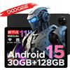 Doogee Tab A9 Pro+ Tablet Pc 11" Android 15 30Gb Ram (6+24) 128Gb Rom 8580Mah Batteria Widevine L1 Supporto Tablet Doppi altoparlanti - Black Tablet Only