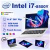 BIOSSANCE 2025 Intel i7-8500Y 11,6" 2in1 Touch Screen per computer portatile 8 GB RAM 1 TB 2 TB Windows 11 360 ° Notebook portatile per l'apprendimento dell'ufficio - BIANCO