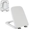 Wttfc Sedile WC Quadrato in PP, Tavoletta WC con Chiusura Ammortizzata e Sgancio Rapido, Copriwater Universali, Facile da Montare e Pulire, Coperchio WC Bianco, 04A, 45x35.5cm