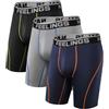 Natural Feelings Boxer sportivi a gamba lunga da uomo, confezione da 3/4, elastici da 9 pollici, taglie S-XXL, Gm8: boxer da uomo, confezione da 3 pezzi, blu navy/grigio/nero, XL