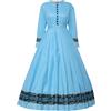 GRACEART Costume in Stile Barocco Donna Vintage Vittoriano Medievale da Anni 1860 con Crinolina (S, Azzurro)