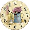 Toudorp Orologio da parete in legno da 14 pollici, numeri arabi, facile da leggere, orologio da parete silenzioso vintage a pile caffè e fiori, stile orologio da parete decorativo per camera da letto,