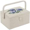 Hobby Gift Scatola Media per Cucito con Manico - Cestino Porta Cucito in Cotone con Scomparti per Strumenti e Accessori Creativi - 18,5 x 25,5 x 14,5 cm, Ortensia