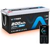 VATRER POWER 12V 200Ah Batteria Litio LiFePO4 Riscaldamento con 200A BMS -20℃ Batteria Ricaricabile a Bassa Temperatura 5000+ Cicli Profondi con Bluetooth Perfetta per RV, Camper, Off-grid, Solare