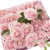 poraceous 25 Pezzi Rose Artificiali Rosa, Di Rose Finte Fai da te con Gambo, Rose Schiuma Rosa, per Decorazioni Nuziali, Addio al Nubilato, Artigianato, Casa, Baby Shower, San Valentino