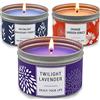 YMing Candele Profumate, 100 ore di candela lunga durata, altamente profumata e set regalo di candele in barattolo di soia - Confezione da 3*4.6 Oz, lavanda | Fiore d'Arancio | Candela in mogano