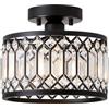Vikaey Plafoniera in Cristallo,Lampadario Nero con Paralume in Cristallo,Plafoniera con Base E27,Lampada Moderna per Soggiorno Camera da Letto Cucina Corridoio Sala da Pranzo 1-Light