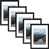 kollyseek Set di 5 cornici per foto DIN A4 e vetro acrilico nero, formato DIN A4 (21 x 29,7 cm), da appendere e da appoggiare, da parete, moderna, cornice decorativa nera