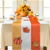 Bigqin Runner Lino,Runner Da Tavolo Per Paesaggio Autunnale, Foglia d'acero Zucca Dolcetto Per Feste Del Tavolo Da Pranzo Decorazione Della Cucina 33 X 183 Cm