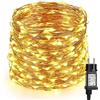 BrizLabs Stringa Luci Natalizie 20M 200 LED Filo Rame Catene Luminose Interno e Esterno Impermeabile 8 Modalità con Spina Ghirlanda Luminosa per Casa, Feste, Matrimonio, Natale, Bianco Caldo