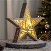 Spetebo Stella di Natale a LED in legno, 30 cm, motivo: foresta, decorazione illuminata, per Natale, Avvento, inverno, stella, illuminazione da tavolo, funzionamento a batteria