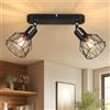 Kimjo E14 Faretti da Soffitto, Lampada da Faretti Orientabili, Plafoniera LED Soffitto con 2 Luci, Moderno Lampadario Faretto Nero per Camera da Letto, Cucina, Soggiorno (Senza Lampadina)