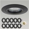 CongShine 10x Faretti incasso cartongesso GU10 Alluminio Cornice Nero, Portafaretto Faretto led da incasso per cartongesso incl.portalampada GU10 Rotondo 65mm per LED e Alogeno, 60-70mm 230V
