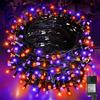 cshare Halloween Decorazioni Luci, 20M 200LED Catena Luminosa Decorative Arancioni e Viola Alimentate a Corrente con Timer & Impermeabili, Decorazioni Spettrali di Halloween da Esterno ed Interno