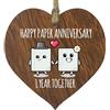 Stuff4 Targa in legno per 1° anniversario di matrimonio, regalo per marito e moglie, 1 anno insieme, con scritta Happy Paper Anniversary, per donne e uomini, partner, in legno scuro, idea regalo