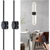HEERTTOGO Applique da parete interno 72 cm nero 8W con telecomando, applique camera da letto 10000mAh con regolazione, temporizzazione e 3000K-6500K, 2 pezzi 【Classe di efficienza energetica C】