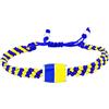 Italyanissimo Bracciale per tifosi in macramè e Argento 925 rodiato oro bianco con smalti. Giallo blu stile verona. (Taglia M) 19-20 - 21 cm