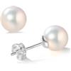 YAMI Akoya perle bianche tondo orecchini, argento 925, 6-6,5 mm, design classico ed elegante, grande per regali di anniversario