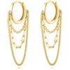 Reffeer Orecchini a cerchio in argento Sterling 925 per donna, pendenti, orecchini a goccia, orecchini, 3.7cm, Argento, Nessuna pietra preziosa