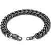 PROSTEEL Bracciali Uomo, Nero, Metallo Impermeabile,Catena Cubana Robusta Grossa, Hip Hop Punk 10mm 21cm