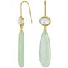 Bling Jewelry Unico Geometrico Ovale Lineare Lunga Natura Goccia Lacrima Multi-Tier Naturale Verde Chiaro New Jade Serpentine Gemstone Partito Pendenti Goccia Orecchini Per Le Donne In Oro Rosa Placcato Argento