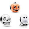 PHCLASY Ciondoli Zucca Set Charm Bead Halloween Pendente Compatibile Europei Bracciale Collane da Donna
