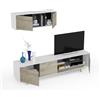 MarinelliGroup Parete attrezzata soggiorno moderna mobile TV pensile sala pranzo salotto ROVERE + BIANCO 200 X 47 X 40 cm 0C6632A