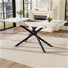 A ALFRESCOOL Tavolo da pranzo allungabile (120-160 x 80 cm), tavolo da pranzo allungabile, tavolo da cucina salvaspazio, bianco marmorizzato