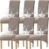 KELUINA Coprisedia in jacquard elasticizzato impermeabile per sedie da sala da pranzo, grandi fodere per sedie da pranzo, per ristoranti, hotel, feste, banchetti (talpa, set da 6)
