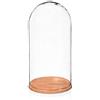 EMH Campana in vetro trasparente, realizzata a mano, con base naturale, 60 x 25 cm