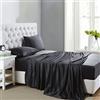 Lanest Housing Set di lenzuola in raso di seta, 4 pezzi, per letto matrimoniale, con tasche profonde, morbide e ipoallergeniche, colore nero