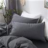 Chenso Coppia di federe casalinghe in tessuto di puro cotone, facili da pulire, lavabili in lavatrice-45 cm x 75 cm_Grigio