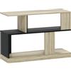 HOMCOM Tavolino a forma S, a 3 livelli con scaffali, 90 x 30 x 61 cm, Legno naturale e nero | Aosom Italy
