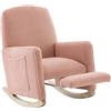 DEKO COLLECTION Sedia a dondolo con poggiapiedi, poltrona relax con schienale alto, tessuto Teddy, 67x96-127x96 cm, Rosa