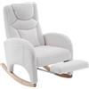 DEKO COLLECTION Sedia a dondolo poltrona relax con braccioli, imbottita ed ergonomica, per soggiorno e camera da letto, 66x96-125,5x99 cm, Bianco
