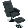 DEKO COLLECTION Poltrona Reclinabile Massaggiante Girevole a 360° con Poggiapiedi, Funzione Riscaldamento Elettrico, in Tessuto PU, 75x76x103 cm, Nero | Aosom Italy
