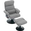 DEKO COLLECTION Poltrona con Massaggio e Riscaldamento Elettrico, Poltrona Reclinabile e Girevole a 360° con Poggiapiedi, Tessuto Chenille, Grigio | Aosom Italy