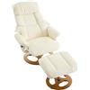 DEKO COLLECTION Poltrona relax confortevole con funzione massaggio e riscaldamento, girevole a 360°, schienale e poggiapiedi regolabili, tessuto in PU, 81x83,5x111 cm, Bianco