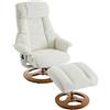 DEKO COLLECTION Poltrona relax confortevole con funzione massaggio e riscaldamento, girevole a 360°, funzione reclinabile e poggiapiedi, tessuto in chenille, 81x83,5x111 cm, Bianco