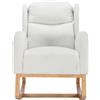DEKO COLLECTION Poltrona a Dondolo Moderna in Tessuto Teddy con Design Ergonomico a Schienale Alto per Soggiorno e Camera da Letto, 71x96.5x101cm, Bianco| Aosom Italy