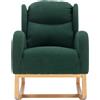 DEKO COLLECTION Poltrona a Dondolo in Tessuto Teddy con Tasca Laterale e Base in Legno, Design Ergonomico con Schienale Alto, 71x96.5x101 cm, Verde | Aosom Italy