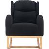 DEKO COLLECTION Poltrona a Dondolo Ergonomica con Schienale Alto e Tasca Laterale in Tessuto Teddy per Soggiorno o Camera da Letto, 71x96.5x101 cm, Nero | Aosom Italy