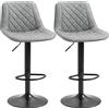 HOMCOM Set 2 Sgabelli da Bar Girevoli, Altezza Regolabile 86-106 cm, Pelle Sintetica, Schienale e Poggiapiedi, Grigio | Aosom Italy