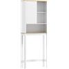 HOMCOM Mobile Sopra WC con Porta a Doghe, Scomparti e Ripiano Regolabile, 65x25x170 cm, Bianco | Aosom Italy