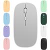 aichiw Mouse Bluetooth senza fili, Mouse ricaricabile, 2.4GHz con ricevitore USB, Bluetooth, tracciamento ottico fino a 1600 DPI, ambidestro, compatibile con PC, Mac, Laptop (argento)